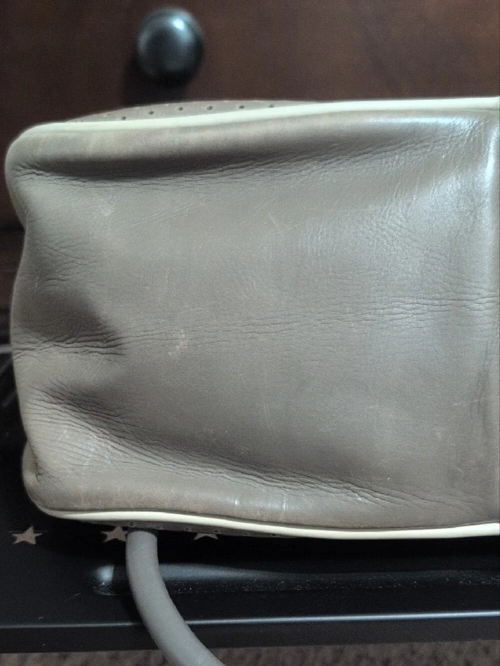 PRADA Vitello Drive Perforated Bowler Bag - Gray